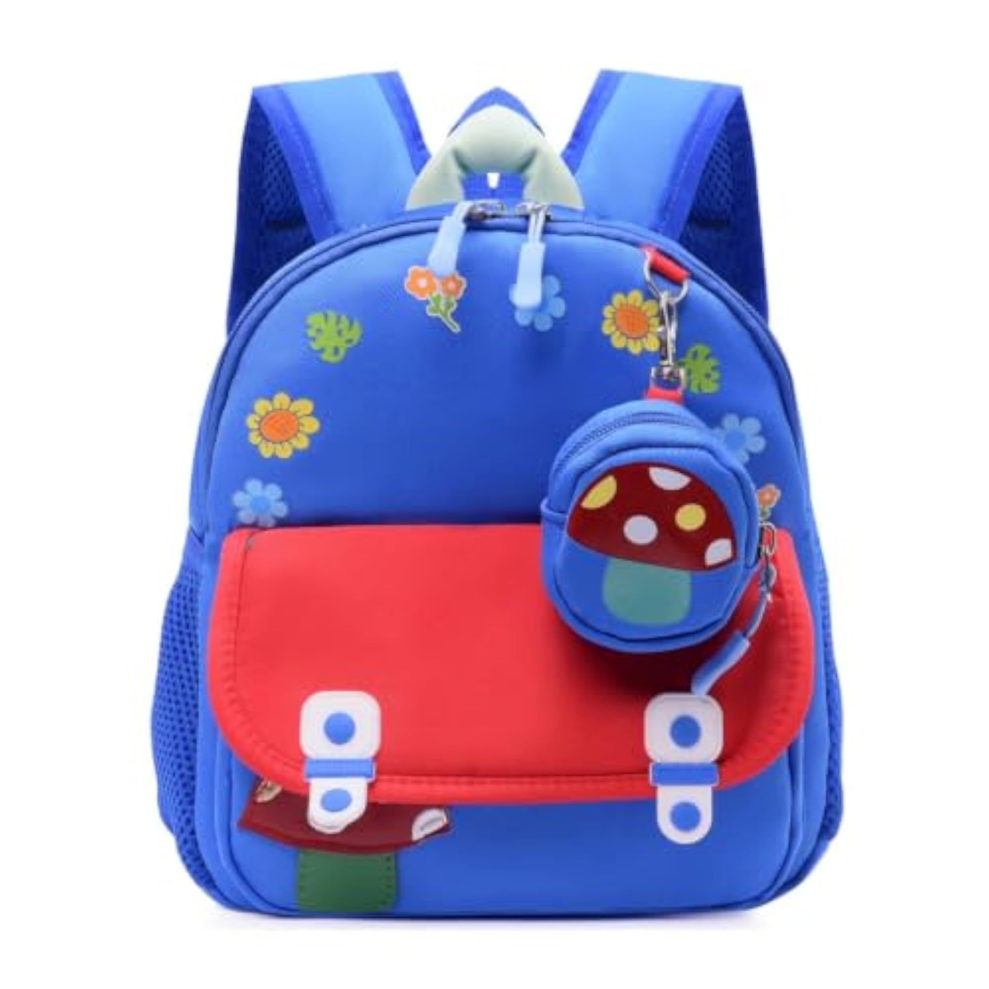 Flower Print Kids School Backpack with Detachable Pouch